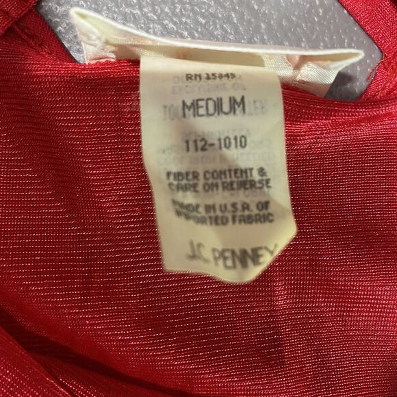 Adonna Vintage Nightgown Lace Sequins Sleeveless Mesh V Neck Womens M Red Black - Picture 6 of 12